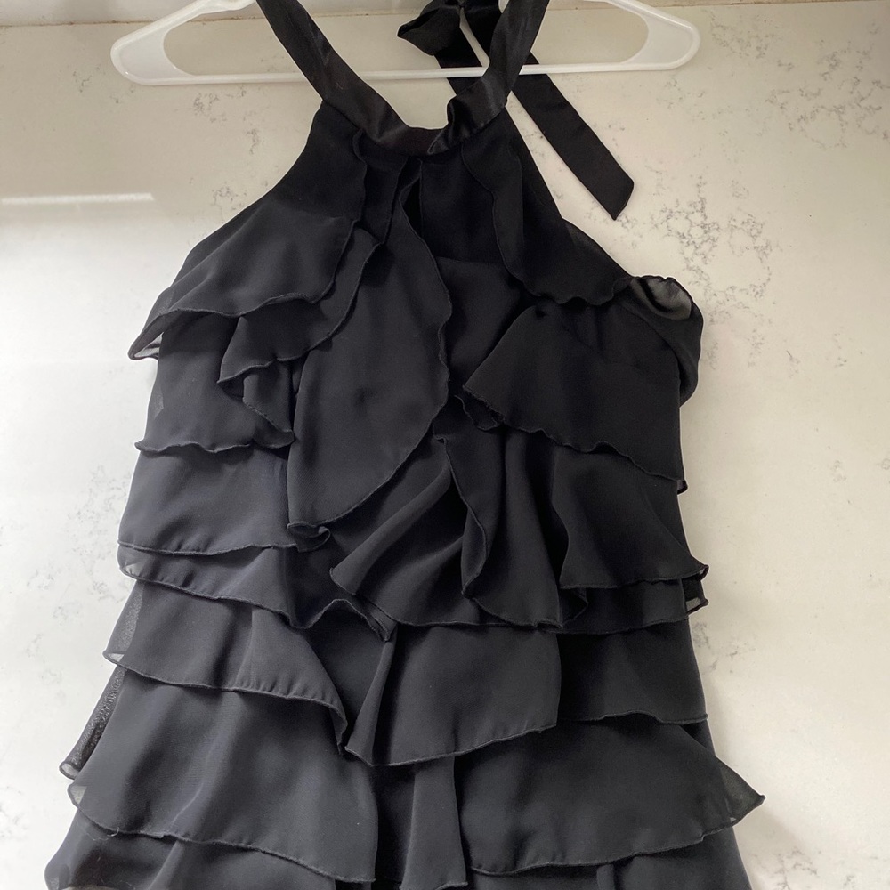 Black ruffle shirt